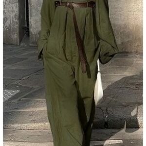 Stylish Olive Green Jumpsuit with Belt